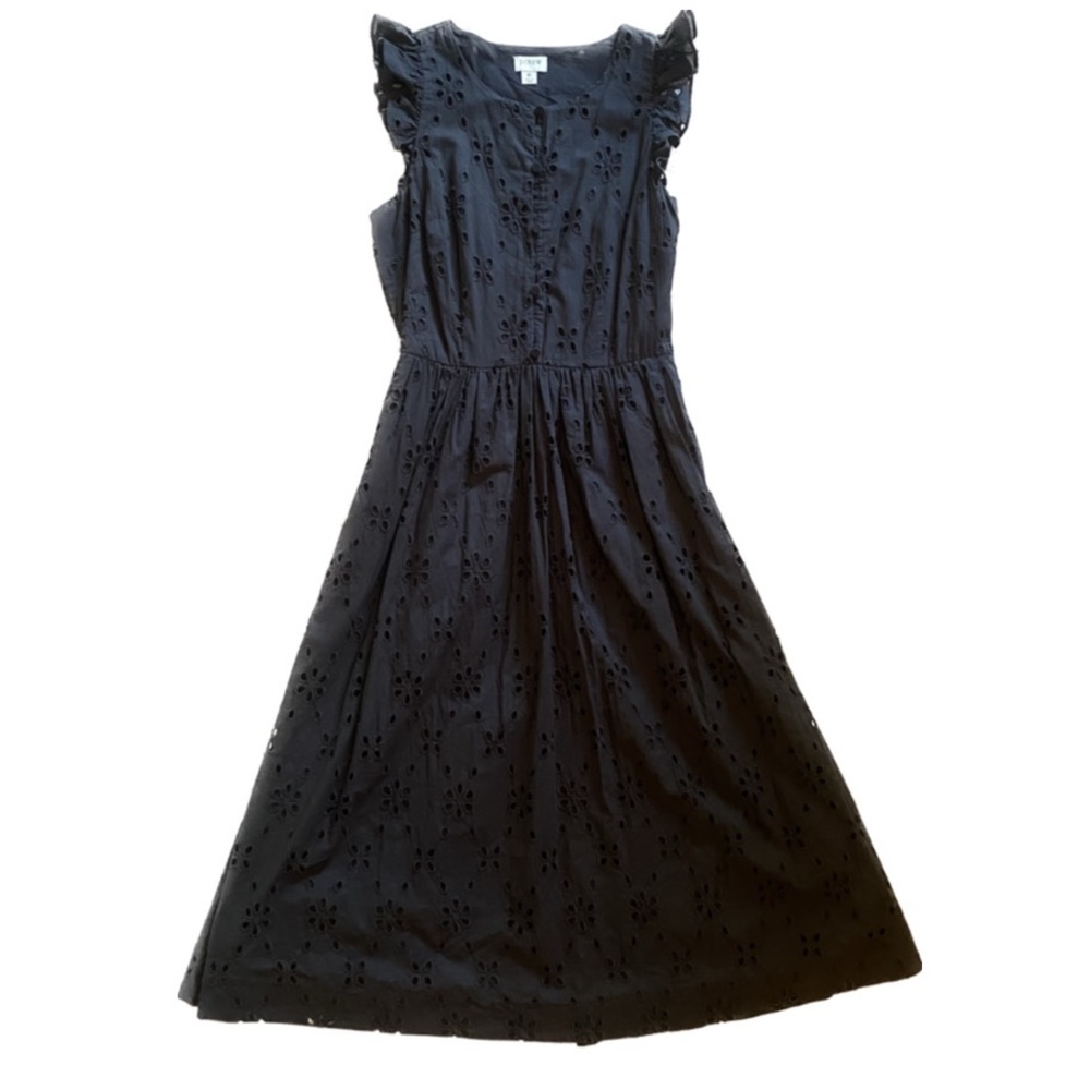 J.Crew Black Eyelet Midi Dress